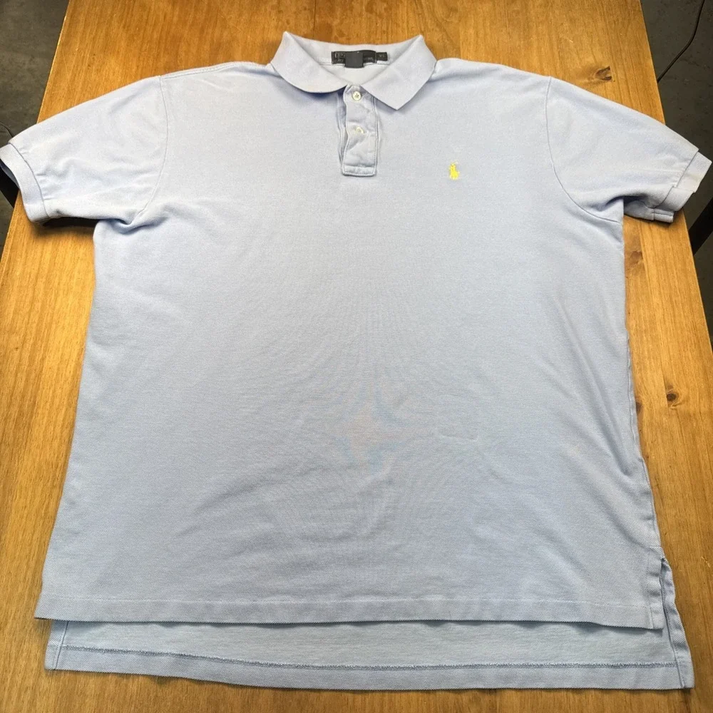 Polo Ralph Lauren Men's Short Sleeve Pique Polo Shirt Mens XL Light Blue Casual - Picture 2 of 11